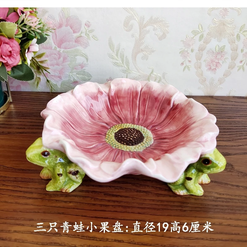 European hand-painted ceramic flowers snack candy plate dessert fruit jewelry storage home decoration