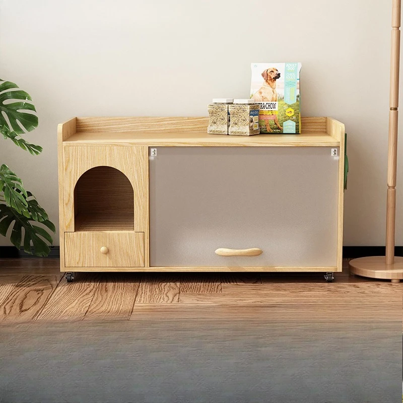 Anti-belt sand large sand basin closed toilet cabinet large storage space cat villa
