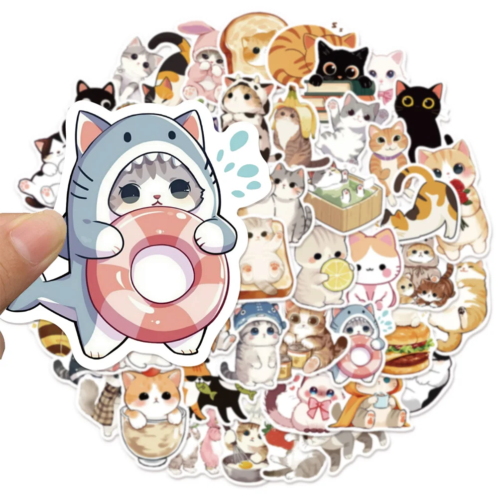 50PCS Cat Cute Creative Fun Stickers DIY Manual Speaker Decoration Luggage Notebook Water Cup Label Waterproof Stickers