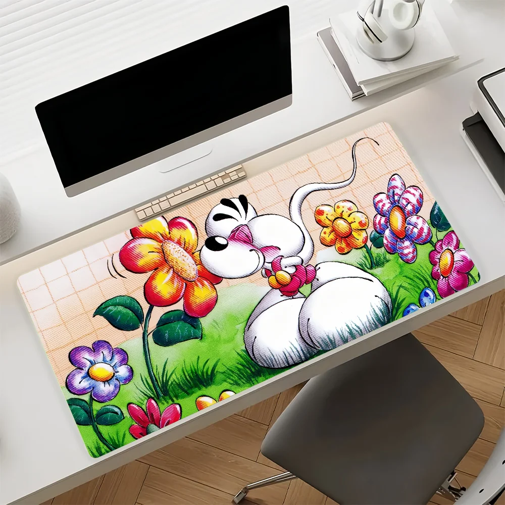 Cartoon Diddl Niedliches Mauspad, rutschfeste Gummi-Gamer-Balance-Computermatte, Dekoration, Schreibtischunterlage, Laptop, Büro, groß