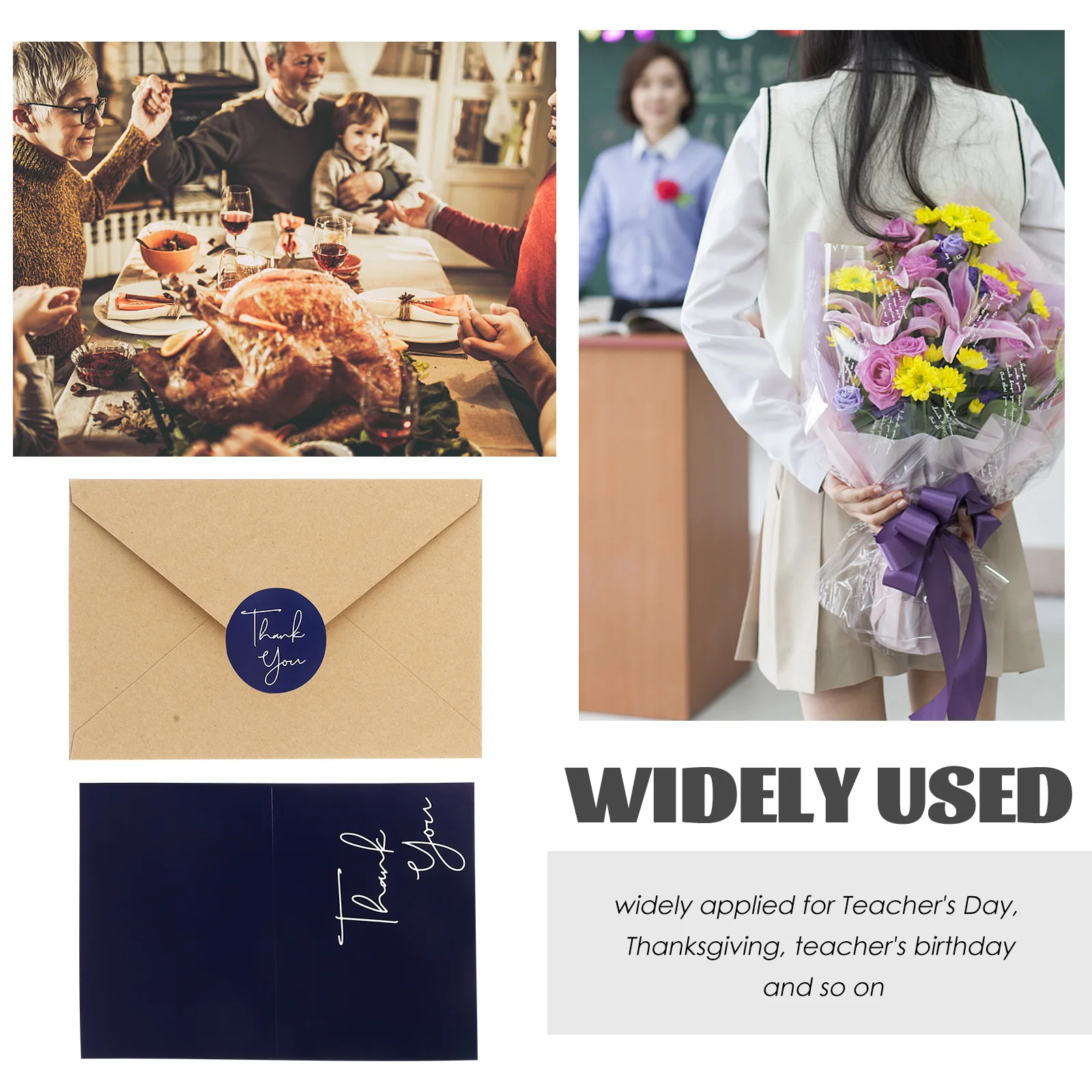 

4 Sets Thank You Cards Envelopes Bulk Graduation Greeting Card Blank Teacher Friend Colleague Sticker Foldable Teaching
