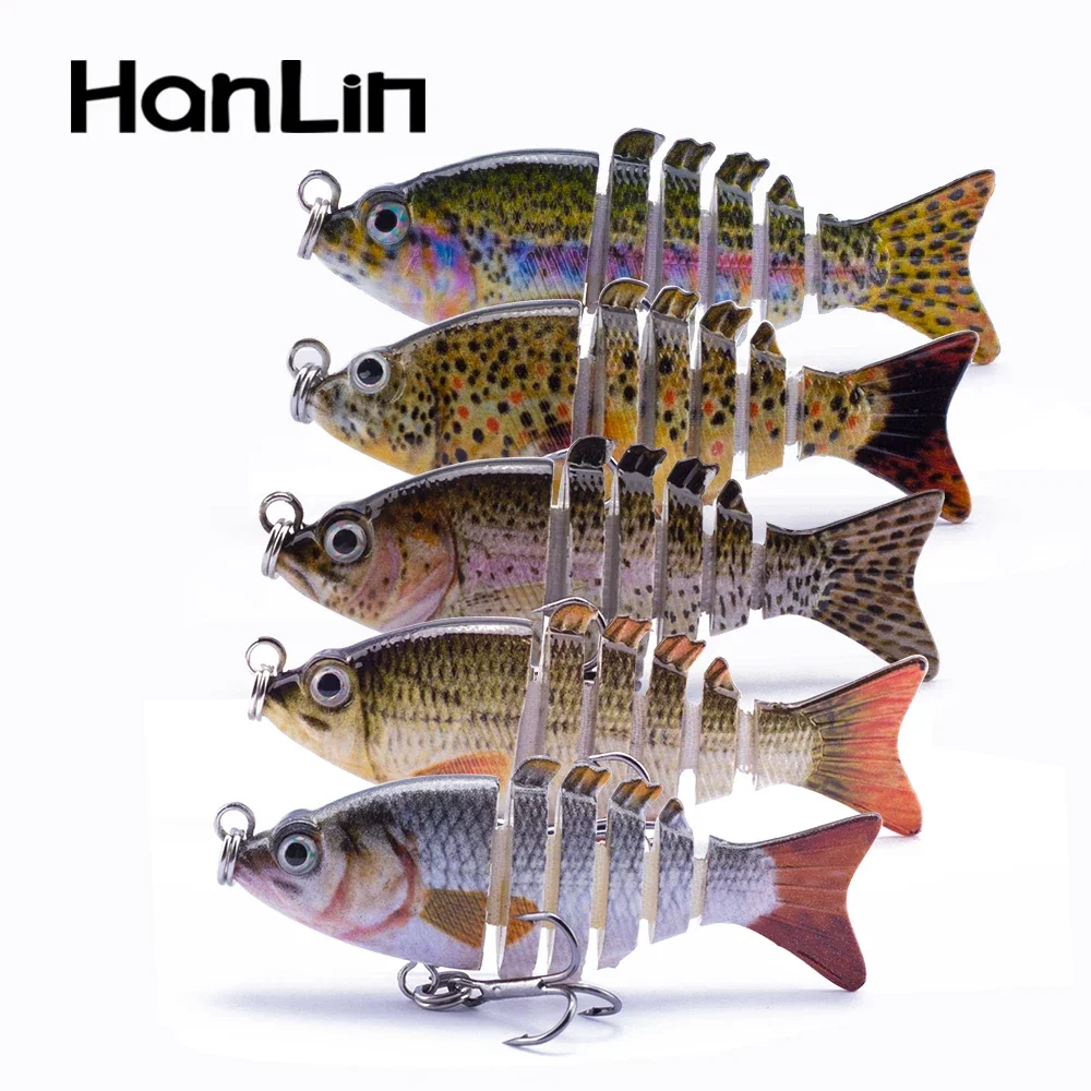 Hanlin 5cm 2.5g Mini Multi Jointed Fishing Lures Hard Swimbait 6 Segments Flexible Bait Bionic Crankbait Bass Tackle