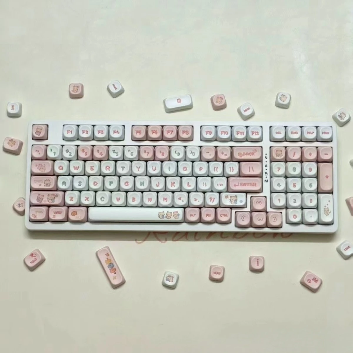 Kitten eats fish PBT hot sublimation keycap MOA high matte opaque cross mechanical shaft universal keycap