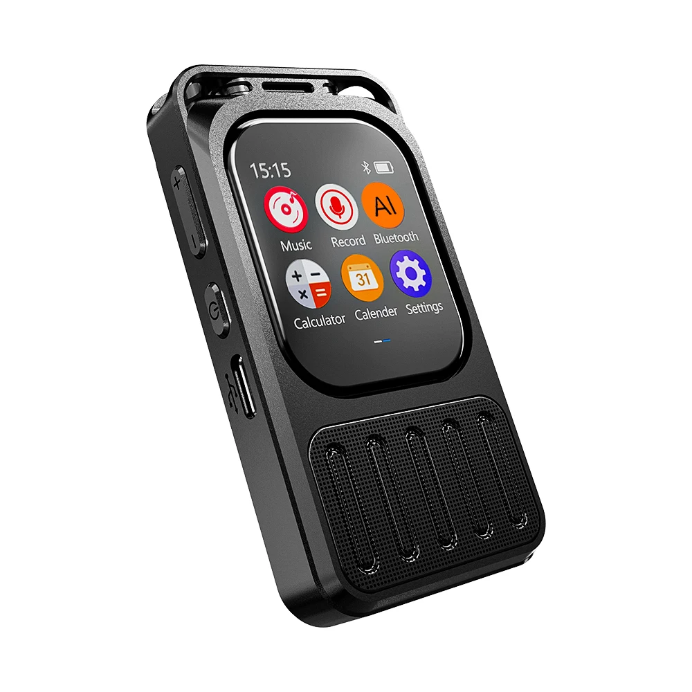 V78 AI مسجل بلوتوث توصيل التطبيق 1200mAh 79H وقت طويل تسجيل صوتي الكلام إلى النص وتغميق شاشة قابلة للمس