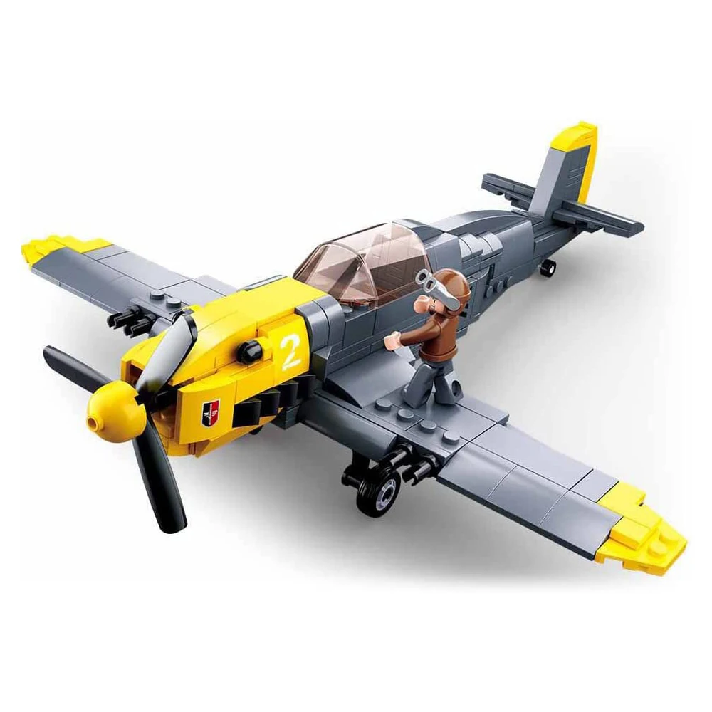 BF109 Fighter WW2 Military Army Airplane Building Bricks Set 1 Figure 289 Pieces Air-Force Build Blocks Toy Gift for Kid Adult.