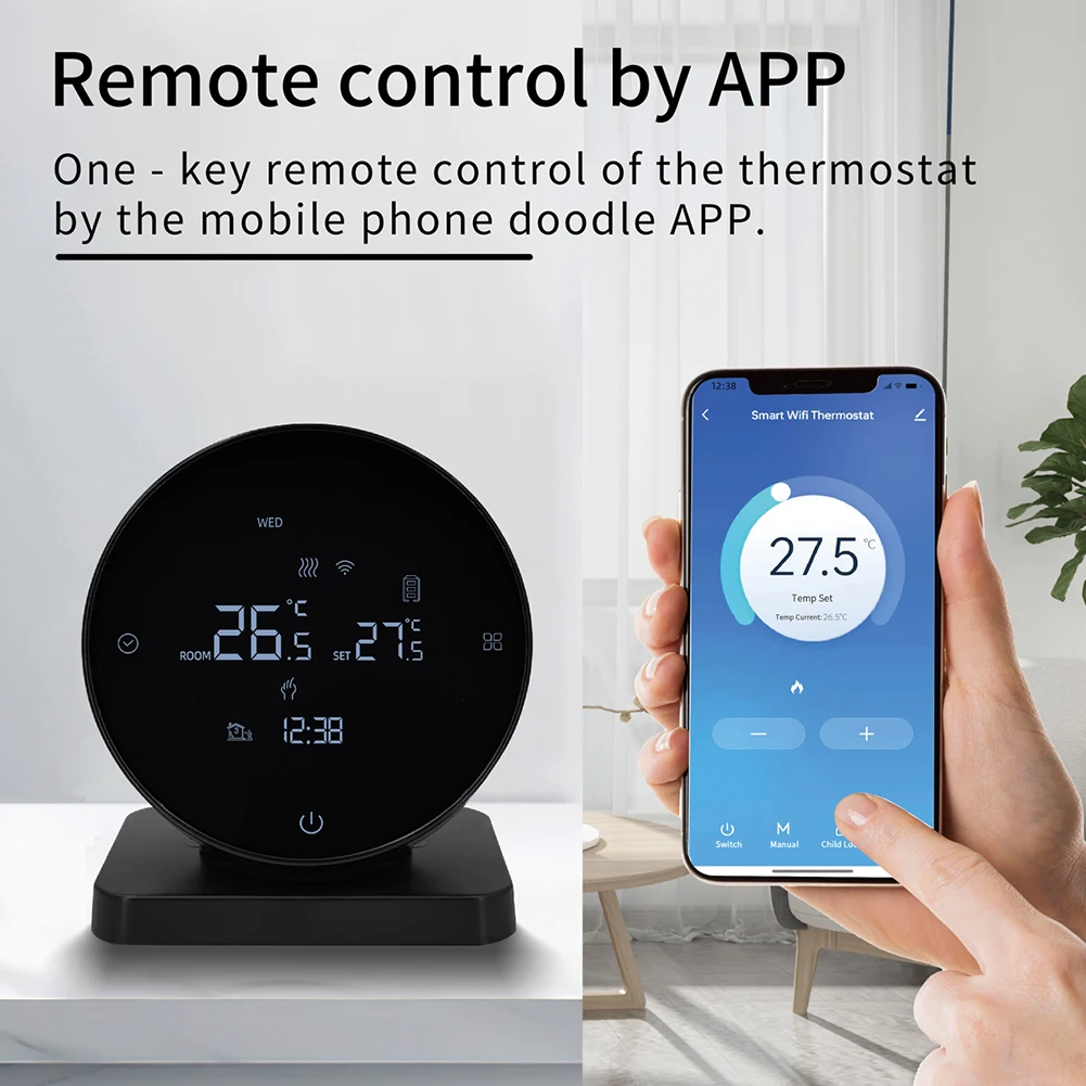 Programmable WiFi Thermostat for Tuya App Remote Temperature Control with Voice Activation for Smart Home Systems