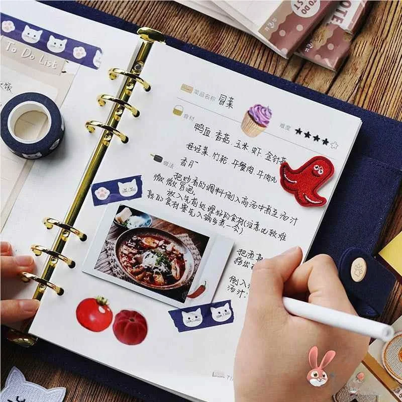 Creative Handwritten Recipe Notebook Loose Le DIY Cooking Book Baby Food Diary Food Journal ABENUOR Hard Cover 6K Size