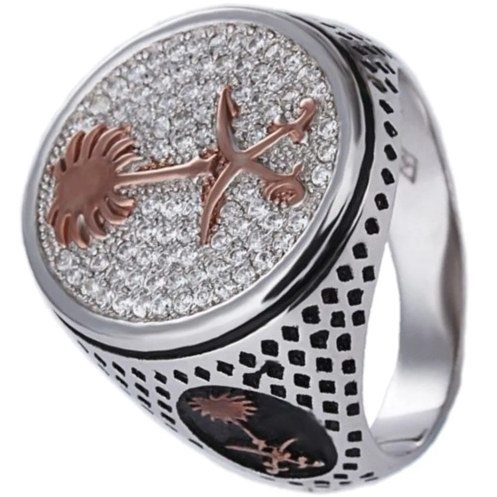 BOCAI S925 Sterling Silver Rings for Men New Jewelry Trendy Inlaid  Zircon Retro Totem Pure Argentum Gem Hand Ornaments