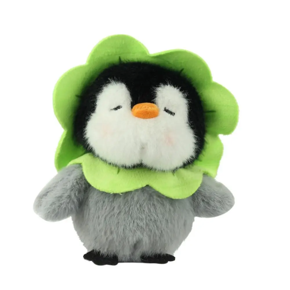 Fashion 12cm Plush Penguin Pendant Flower Cartoon Plush Dolls Bag Hanging Leaf Key Ring Holiday Gift