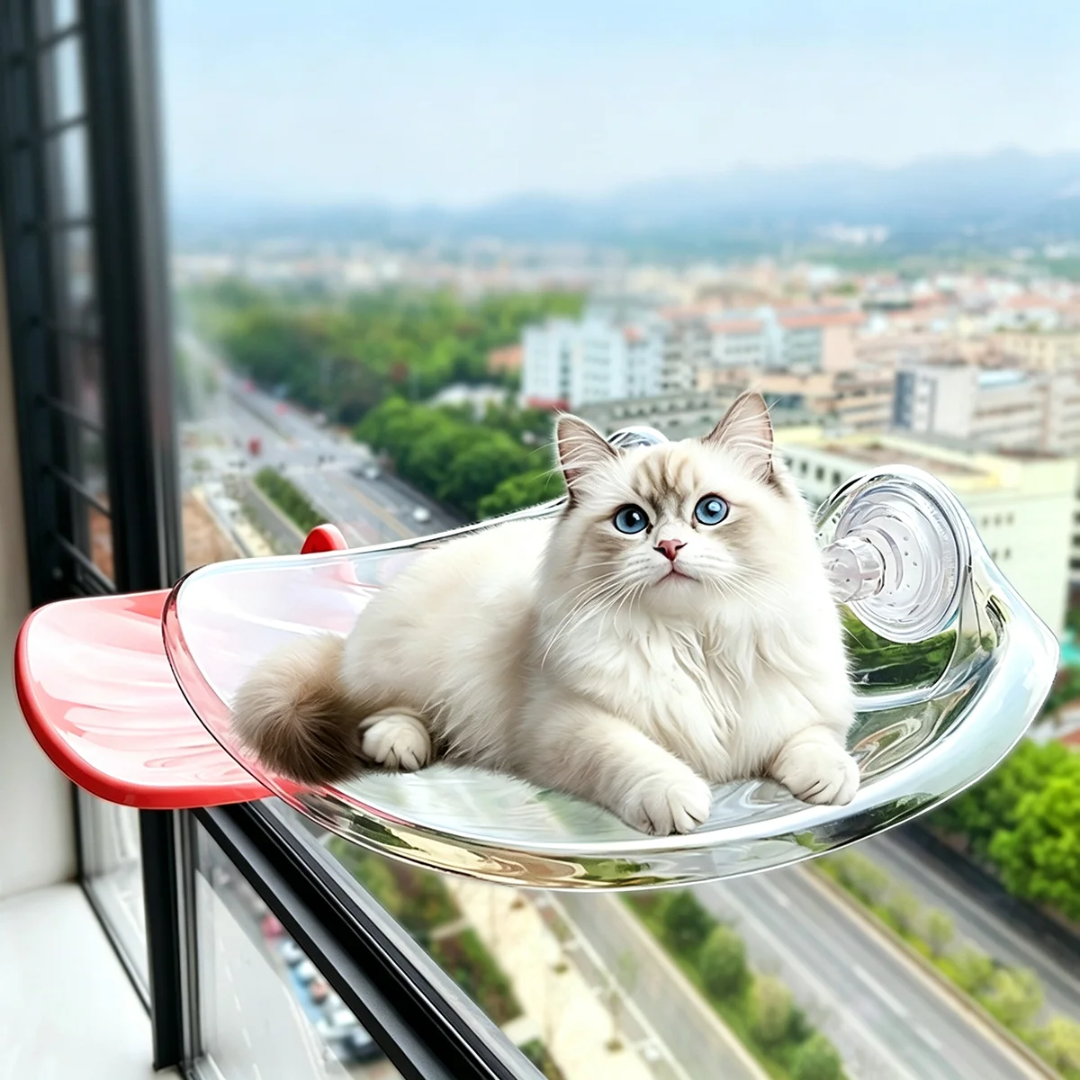 Cat Window Perch - Nowy, poszerzony, zakrzywiony hamak dla kota