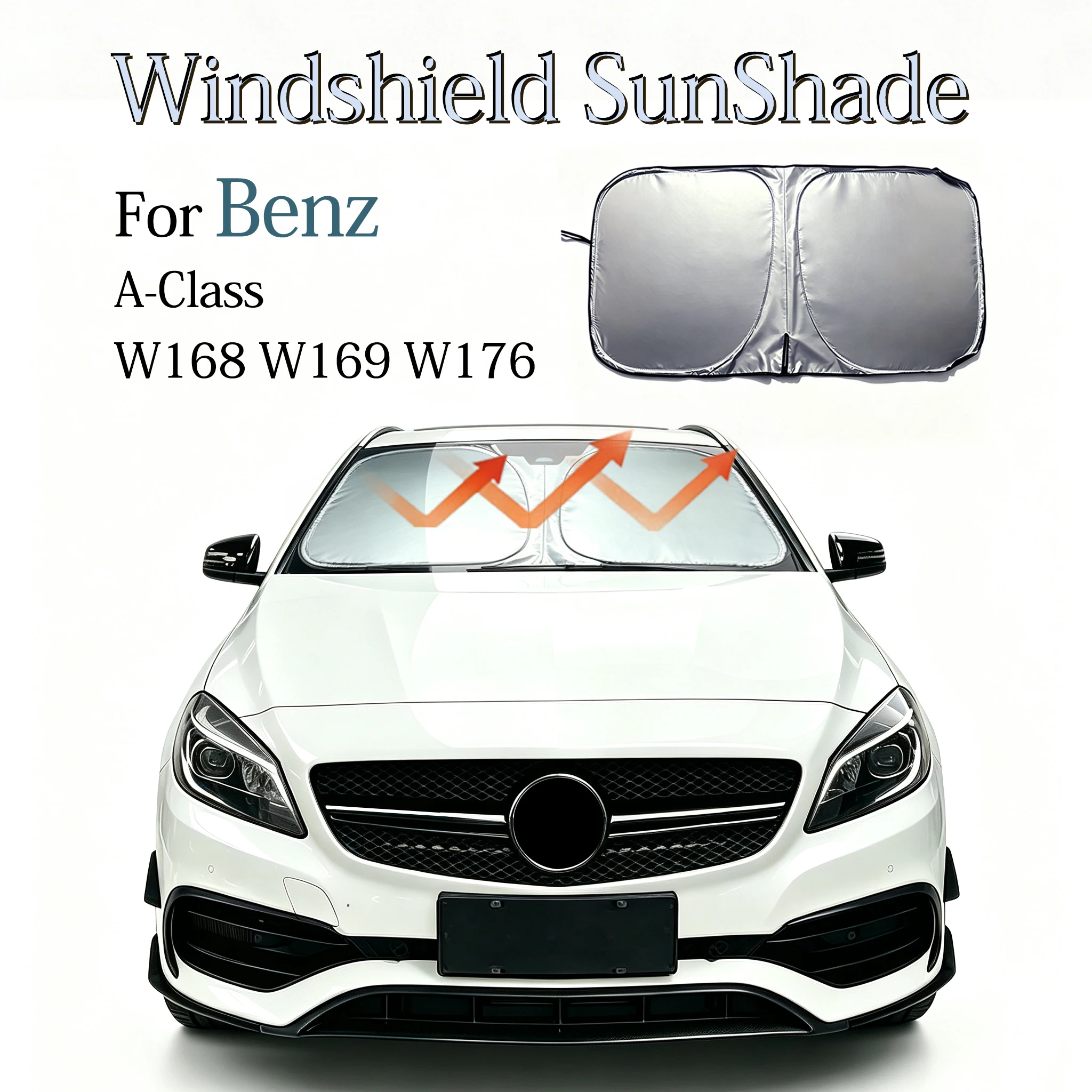 Windshield Sunshade For Mercedes-Benz A-Class W169 W168 W176 Foldable Space-Saver Sun Shade Lightproof Anti-UV Car Accessories