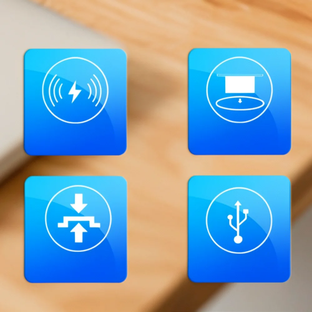 Furniture Embedded Wireless Charger For Desk Hidden Fast Charging Station Multi Device Power Pad Black Office Supply