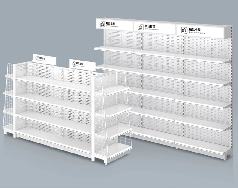 Convenience store shelves, supermarket hole board shelves, single sided and double-sided island display cabinets