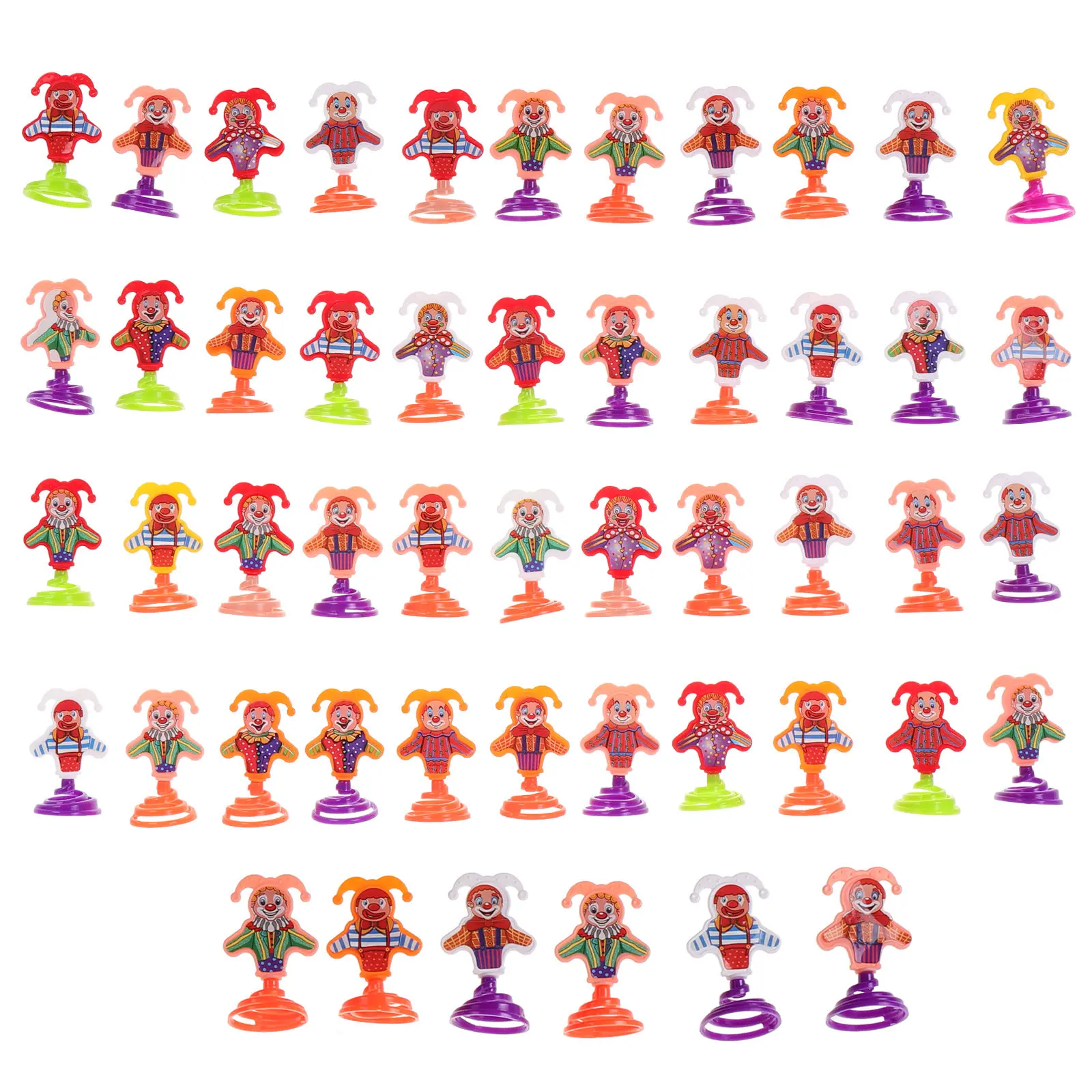 50 Pcs Cartoon Jumping Toys Children Spring Clown Fidget Shaped Launching Plaything
