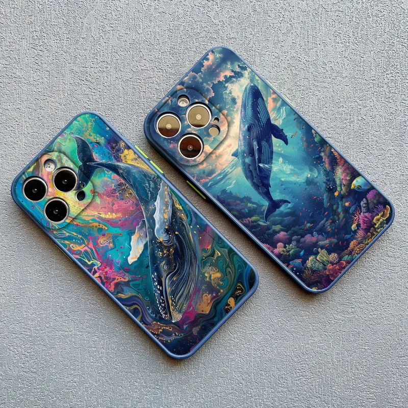 Weltraum-Ozean-Walfisch-Hai-Schwimm-Handyhülle für iPhone 17 16 15 14 11 12 13 Mini Pro Max Cover X XR X 16 15 14 Plus Fundas – Detail 16