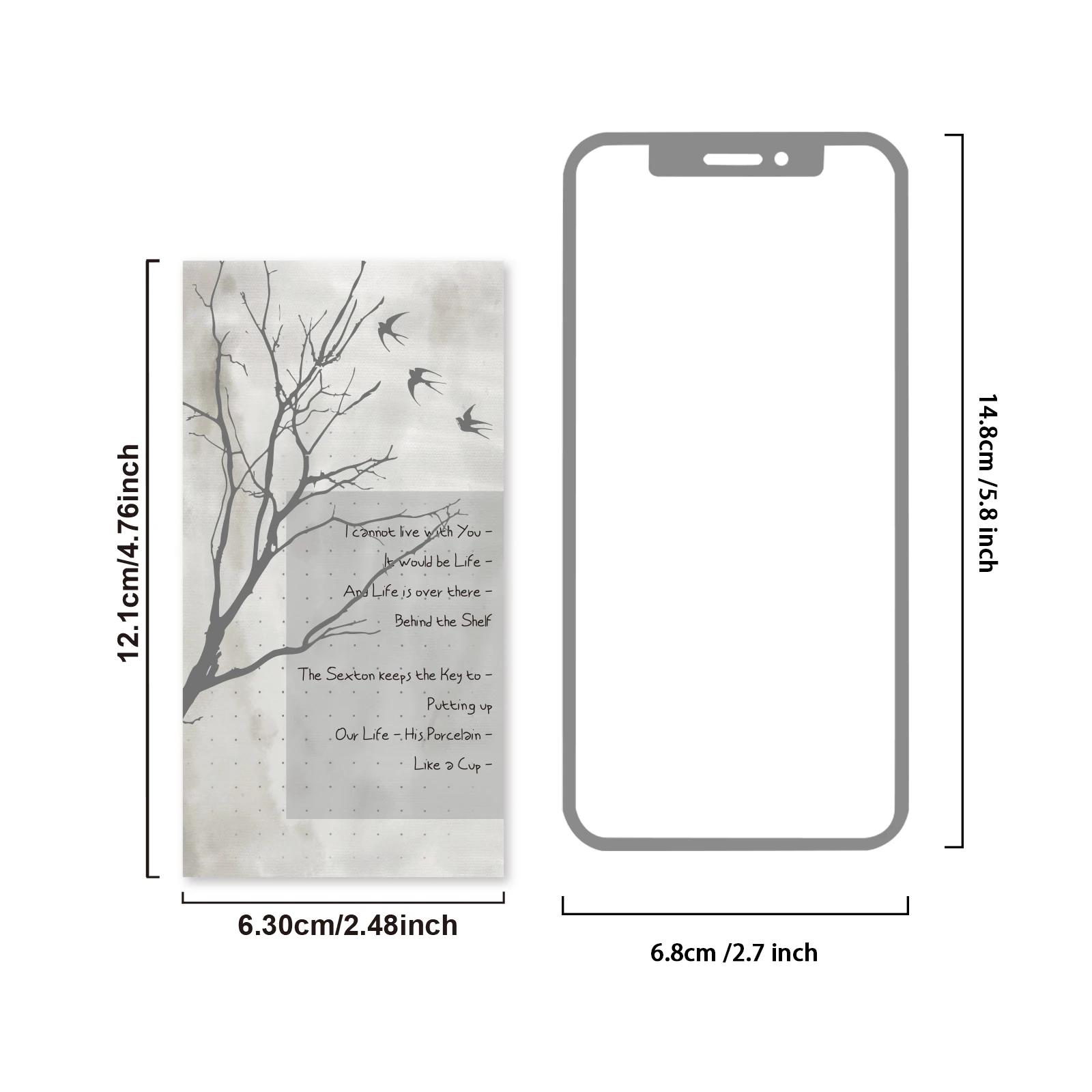 Etori Life 18pcs Cool Wilderness Bird Sticky Notes Sketch of Dead Tree and Bird Pattern Material Book is suitable for laptops, handbags, pencil cases, water bottles, sticker books, postcards and envelopes, scrapbooking supplies, office decoration items, student gift bags, artistic aesthetics, and children's stationery stickers
