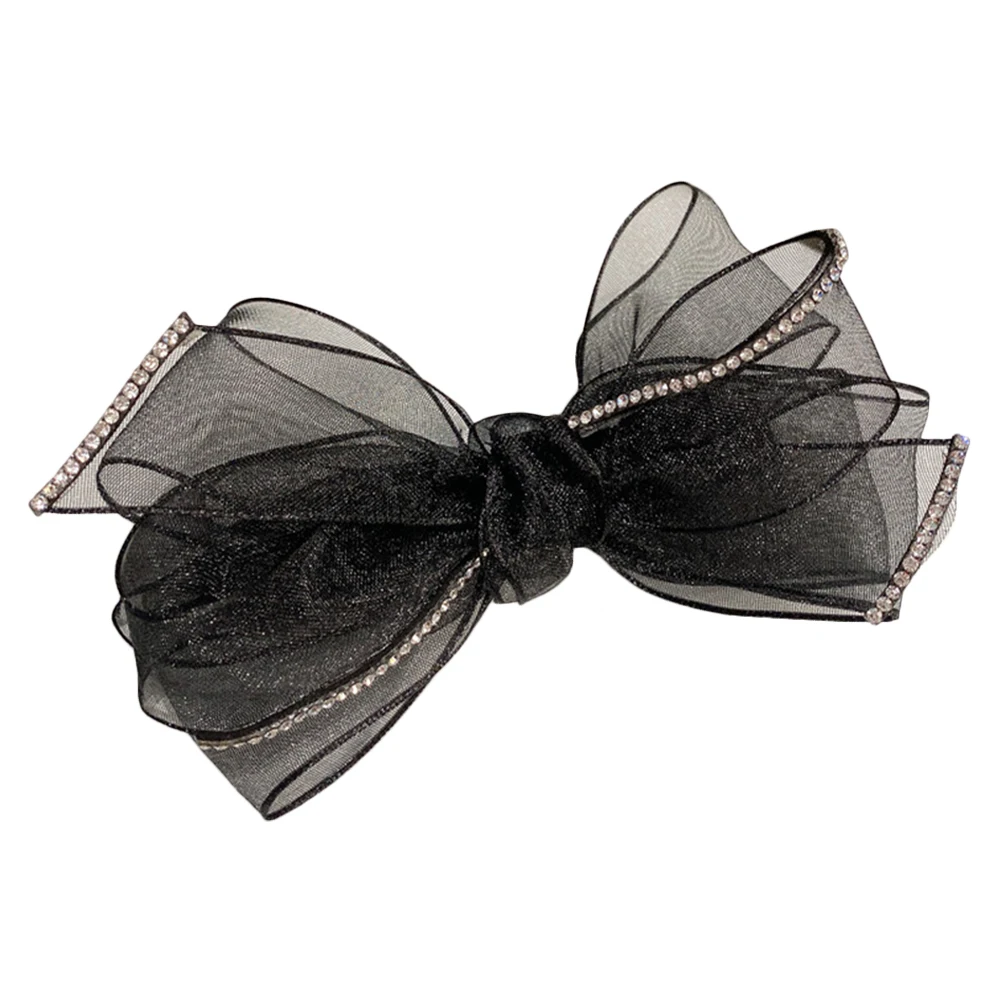 

1pc Chic Bow Hairpin Organza Barrettes Rhinestone Headdress Lightweight Elegant Hair Accessories for Women Girls Bridal Wedding
