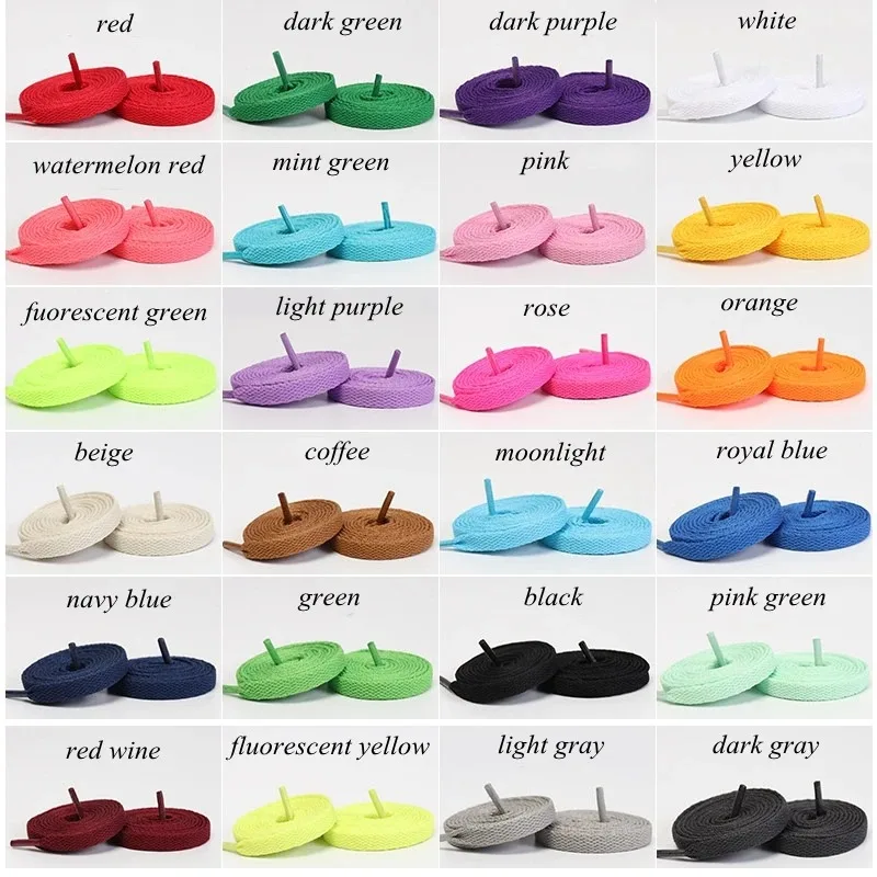 1 pair flat shoes sneakers Classic Solid color shoelaces Sports and leisure shoelaces Fashionable unisex style 25 colors