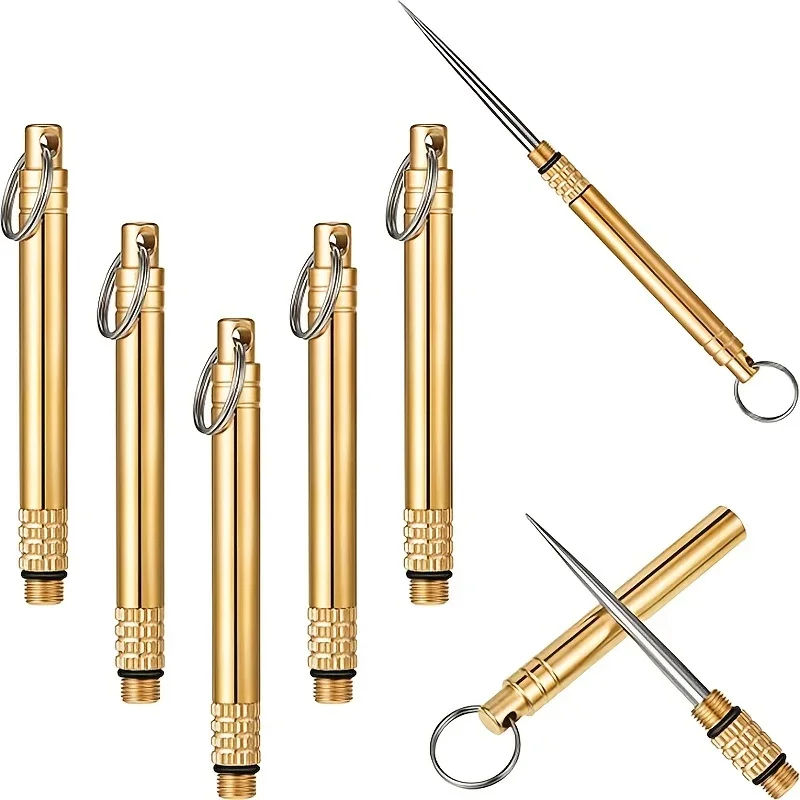 Portable Stainless Toothpicks with Keychain & Compact Metal Holder - Keychain Attachable Toothpick for Travel, Camping,