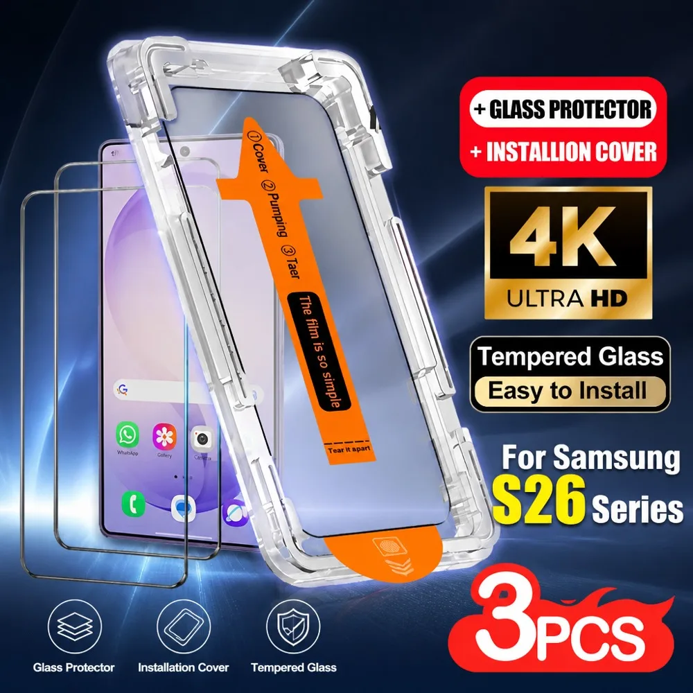 3 Stück gehärtetes Glas für Samsung Galaxy S26 Ultra S26+ S26 S26 FE Displayschutzfolie für Samsung Galaxy S25 Ultra S25+ S25 S25 Edge
