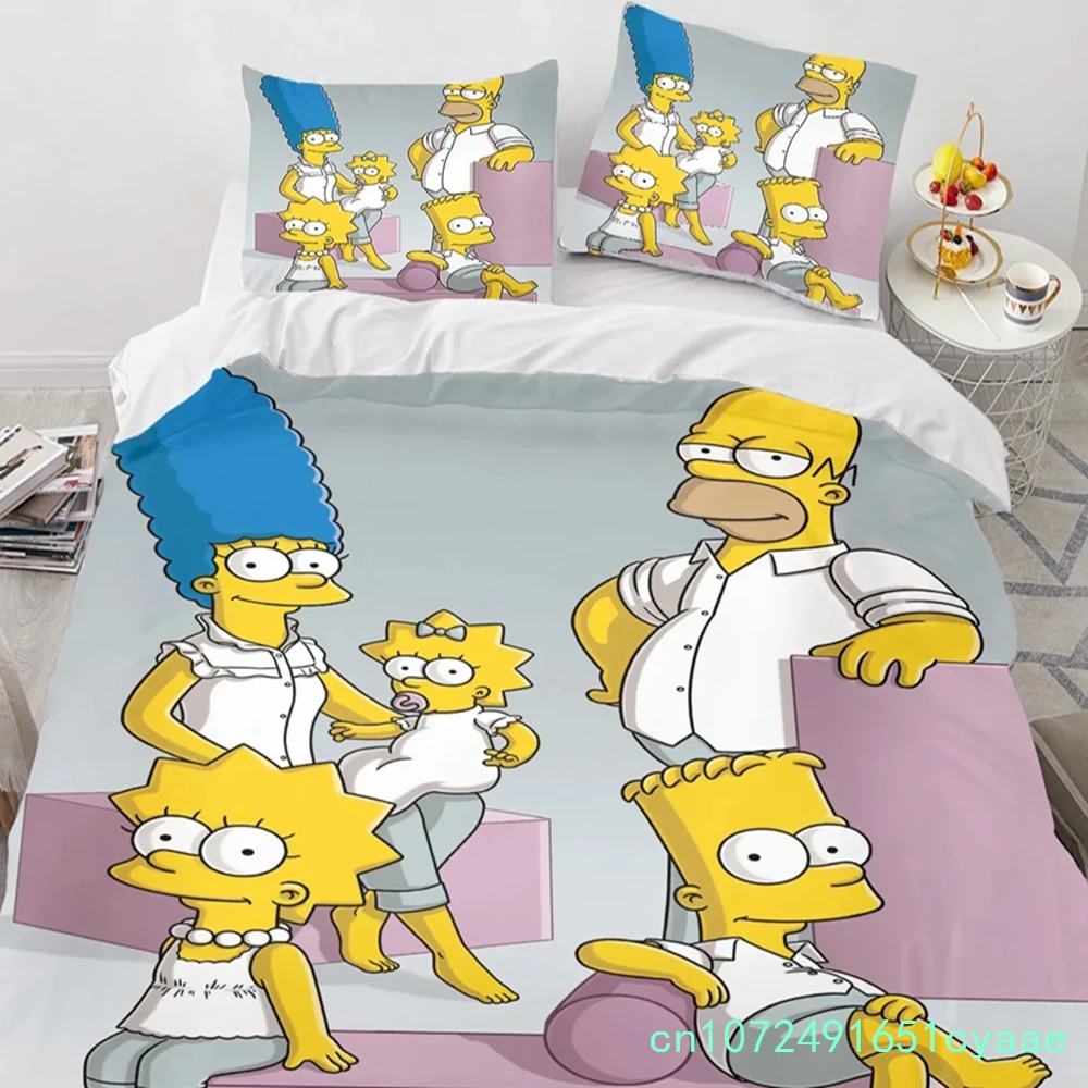 3D Cartoon Duvet Cover Set Simpsons Family Duvet Cover Pillow Case Home Bedding Set Bedroom Decorating Boy Girl Gifts