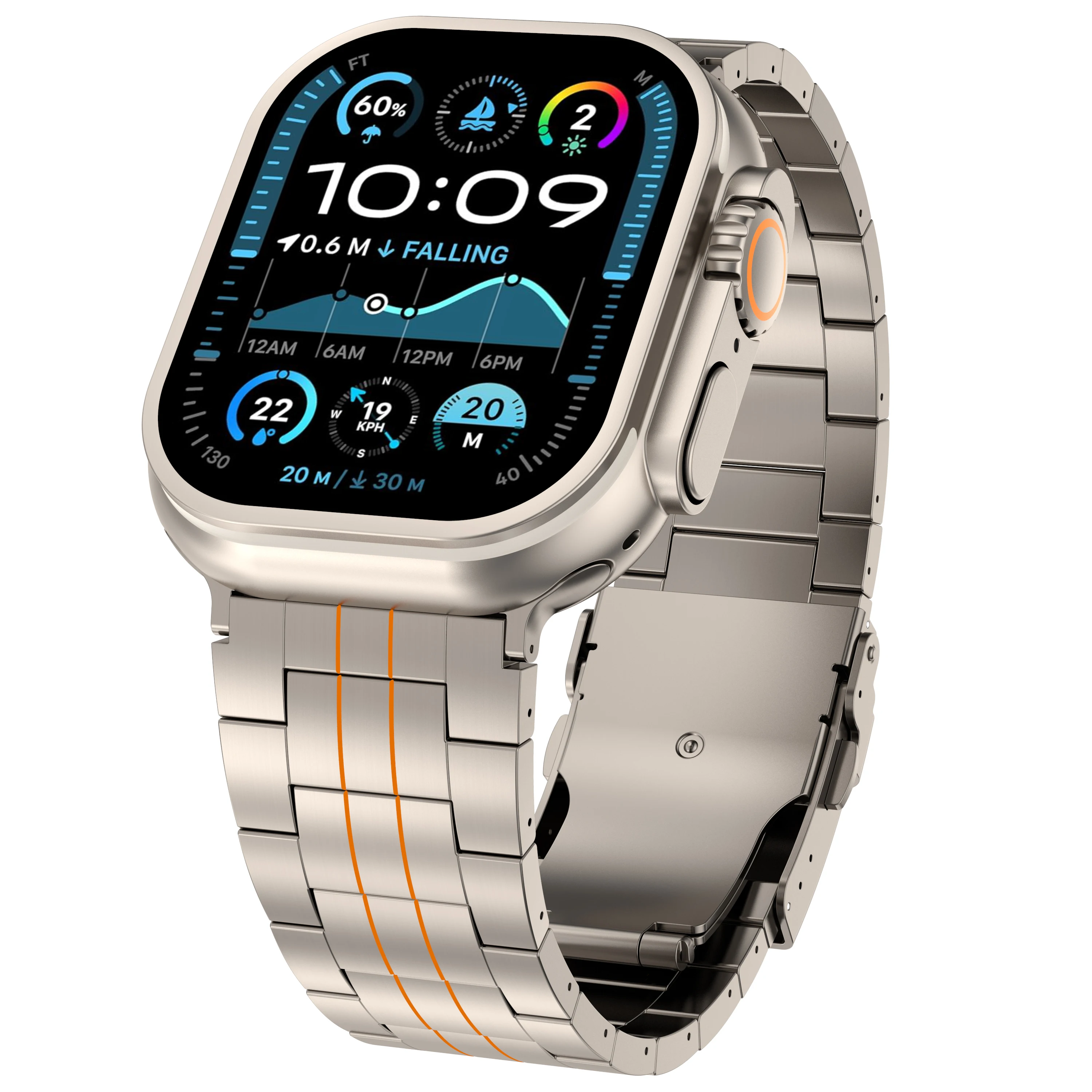 التيتانيوم لساعة Appe 49 مللي متر Ultra2 الفرقة رجل فاخر استبدال حزام ل Iwatch 10 9 8 7 Se 4/5/6 40 مللي متر 44 مللي متر 46 مللي متر 42 مللي متر 41 45 مللي متر 38 مللي متر