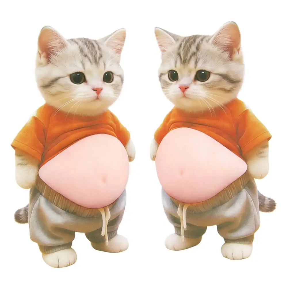 2PCS Cute 3D Soft Belly Cat Sticker  Dog Phone Case Decoration Animal Laptop Decal Soft Belly Design Stickers Gifts image 3