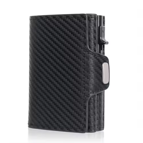 Pop-Up Credit Card Case with RFID Protection Genuine Leather  Wallet with Compartment for Notes and Coins for Men and Women - Image 9