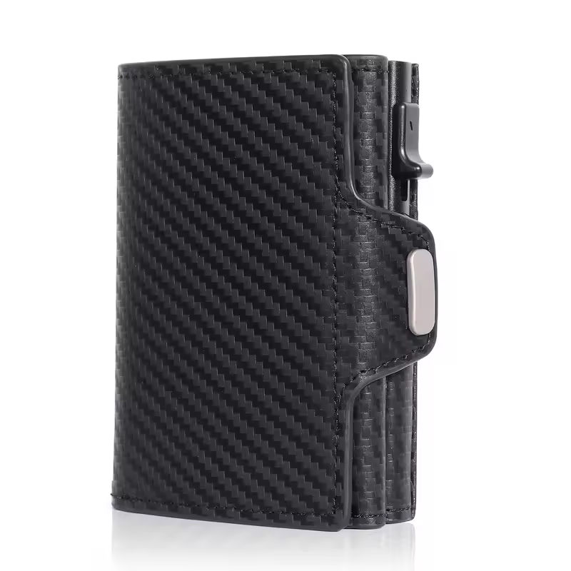 Pop-Up Credit Card Case with RFID Protection Genuine Leather  Wallet with Compartment for Notes and Coins for Men and Women - Image 9