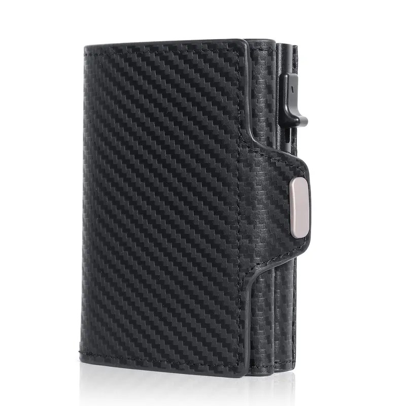 Pop-Up Credit Card Case with RFID Protection Genuine Leather  Wallet with Compartment for Notes and Coins for Men and Women - Image 9