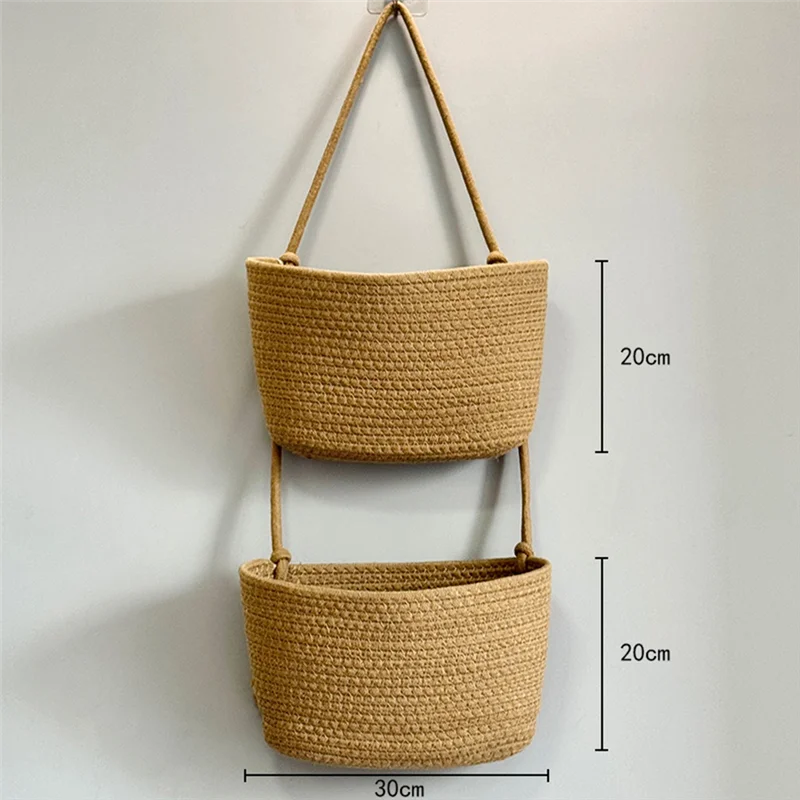 ABZV-Wall-Mounted Woven Basket Household Storage Basket, Three-Layer Hanging Design For Home Use, Eco-Friendly Material