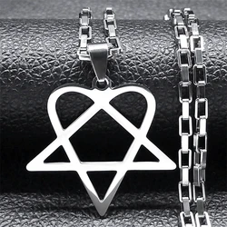Hip Hop Rock Music Him Heartagram Star Heart Necklace for Women Men Stainless Steel Y2k Black Metal Band Goth Punk Chain Jewelry