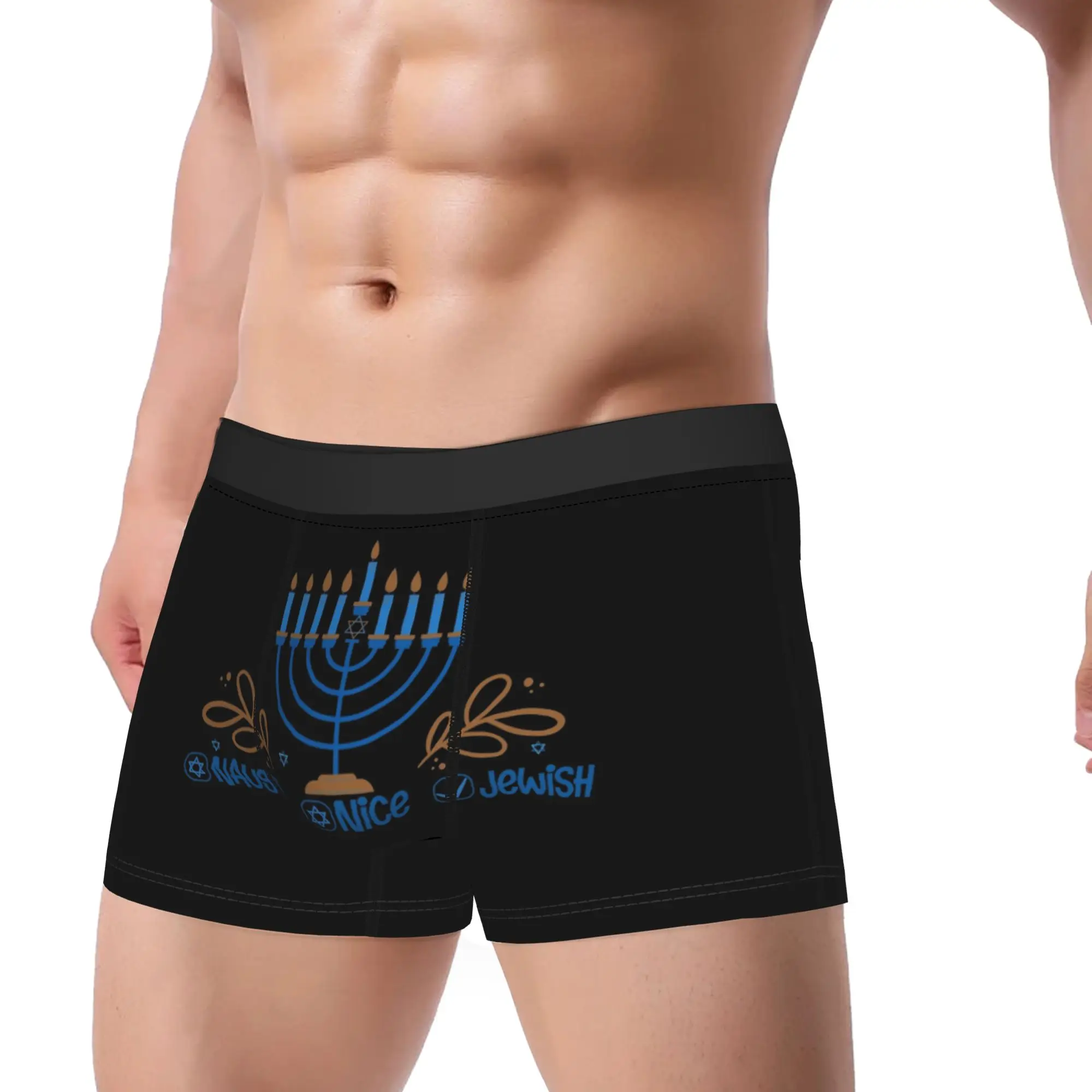 Novelty Boxer Naughty Nice Jewish Happy Hanukkah Shorts Panties Briefs Men's Underwear  Soft Underpants for Homme S-XXL