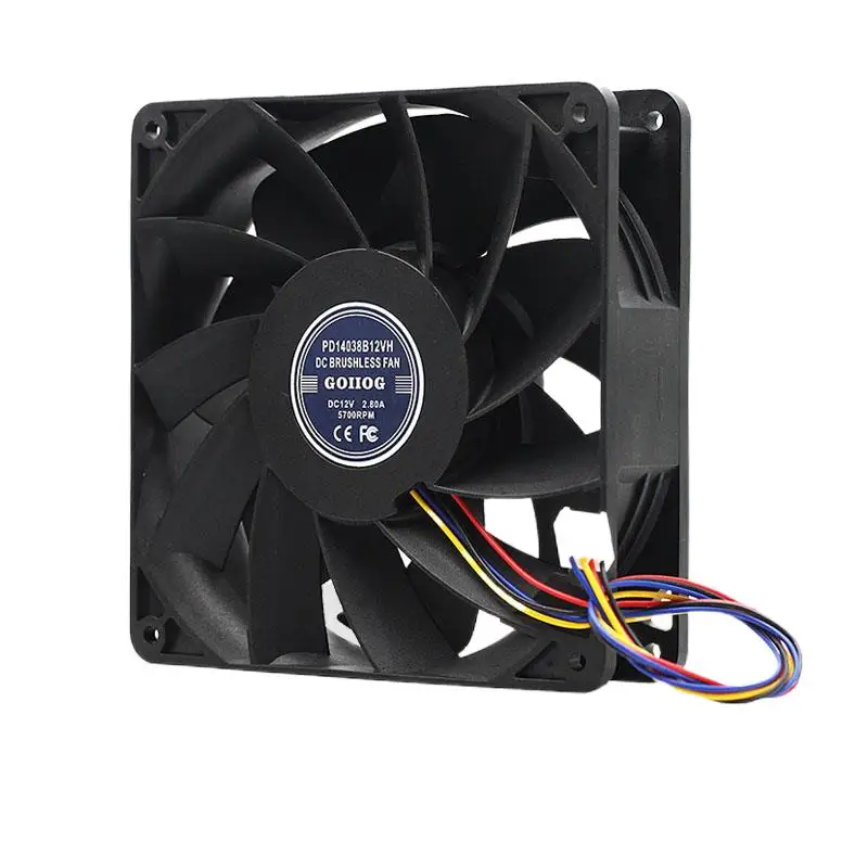 DC 12V 14038 14cm Machinery Dual Ball Violence Cooling Fan EBIT E9E10 Plug Cooler