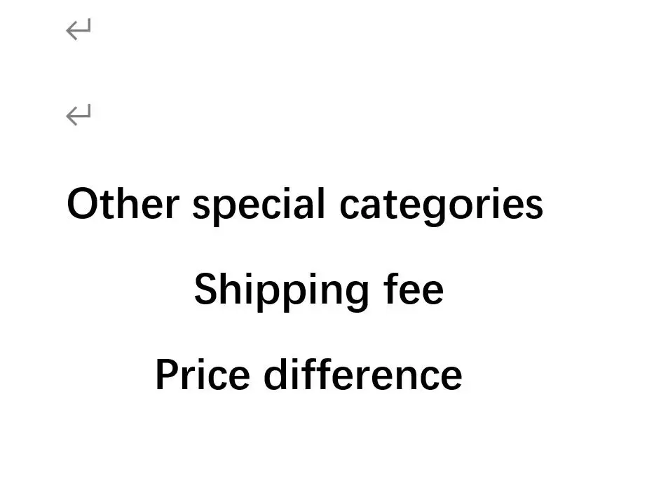 Other special categories / Shipping fee / Price difference