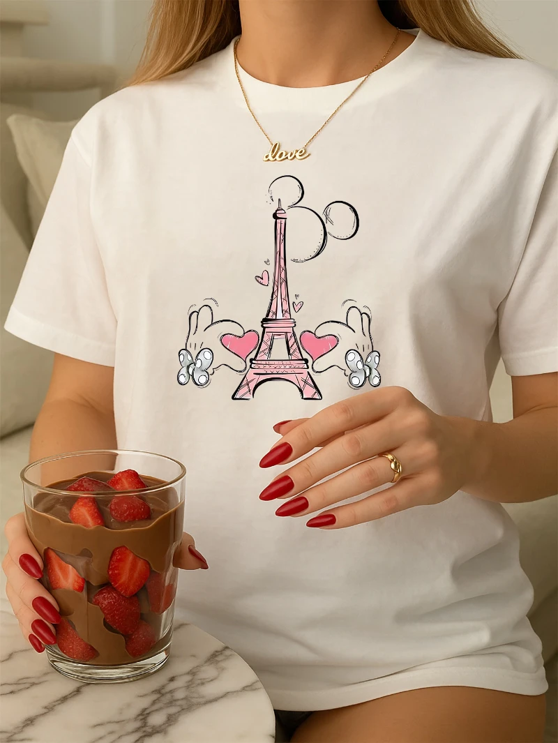 Maniche corte stampate Disney - Vestibilità morbida e ampia, Abbigliamento casual da donna Top confortevole T-shirt casual girocollo primavera estate autunno