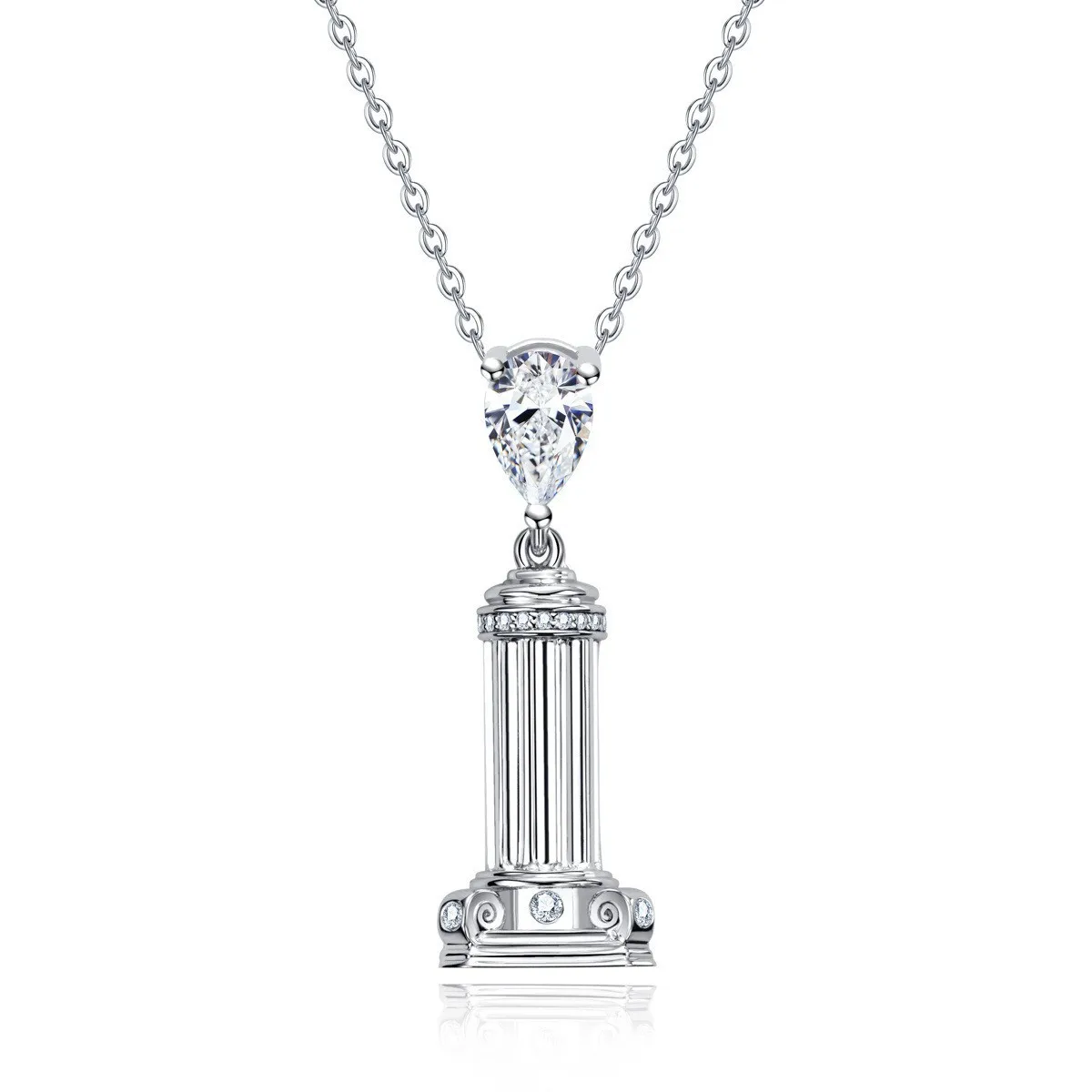 

Exquisite 5x8mm Moissanite Adjustable Pendant Necklace - 925 Sterling Silver Women's Jewelry Gift for Wedding & Engagement