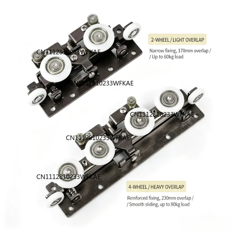 Hidden Sliding Door Track Fitting, Double Way Buffer Hanging Rail Hardware Accessories for Partition Sliding Doo
