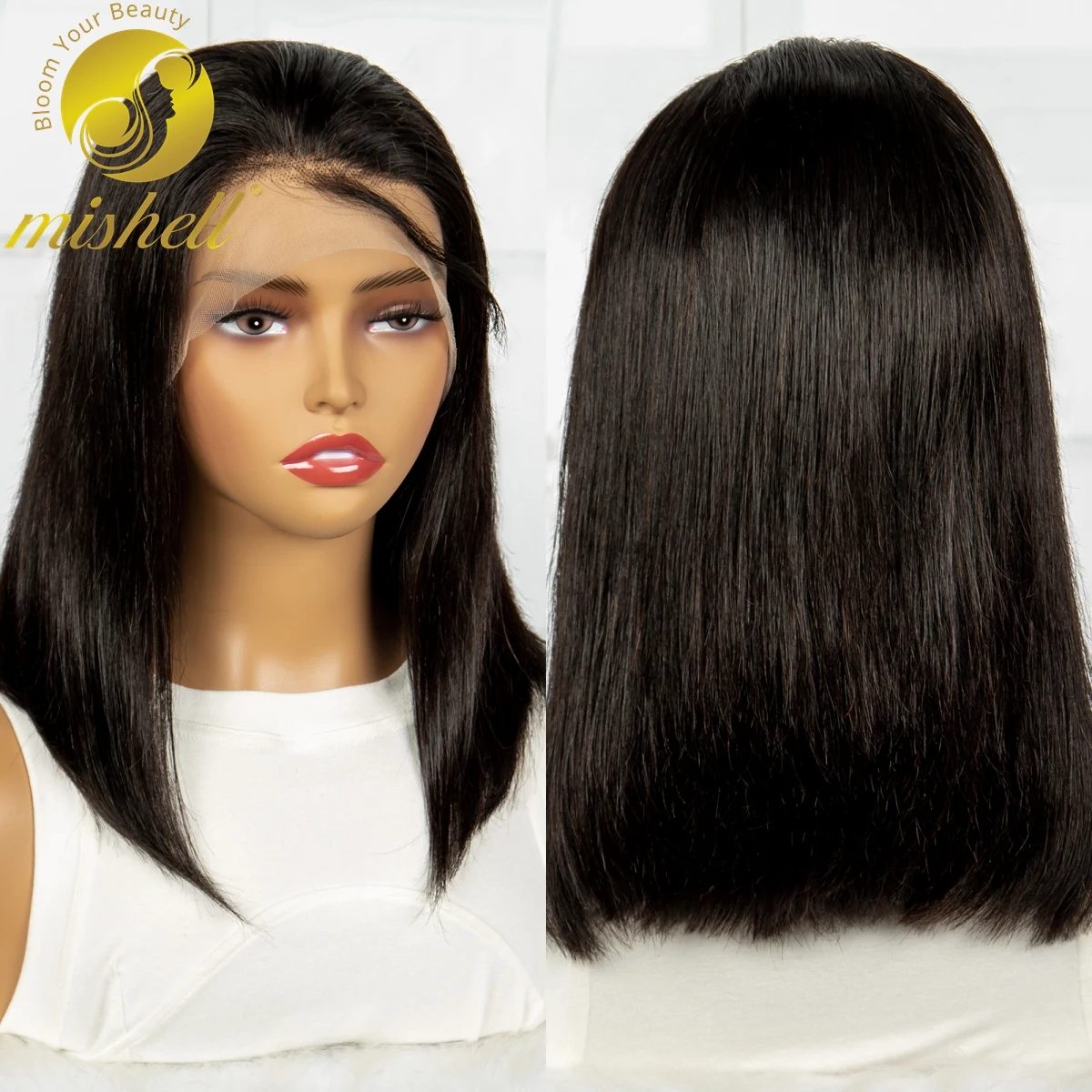 

10-24 inches 250% Density Natural Straight Human Hair Wig Bob wigs 13x4 Transparent Lace Front Brazilian Remy Hair Wig for Women