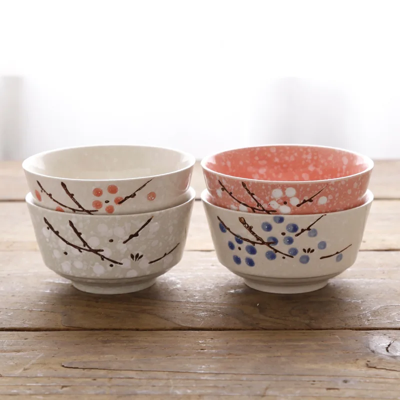 4.5 Inch Japanese Underglaze Millet Rice Bowl Ceramic Noodle Bowl Tableware Hotel Restaurant Household