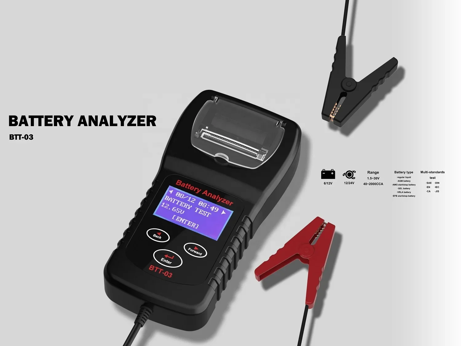 6v  12v / 24v Battery Load Test Heavy Duty Automotive Digital Auto Charging Starting System Meter Battery Tester with printer