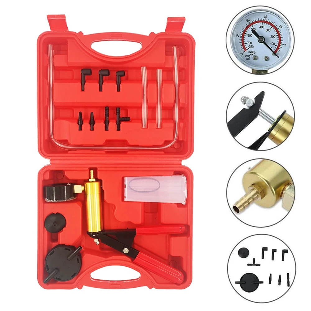 Podofo Multifunktionales Auto-Vakuumpumpen-Set, Handgehaltenes Bremsenentlüftungs- und Prüfgerät-Set für Auto, Motorrad, LKW, Vakuumpumpen-Organizer – Detail 8