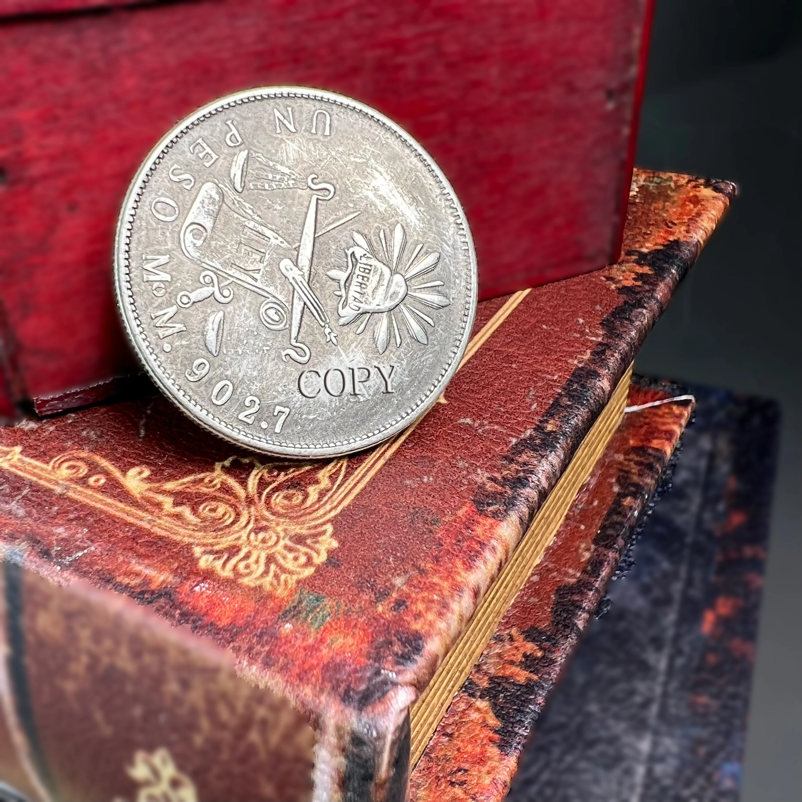 1872 Mexico Balance Mexican Dollar 1 Peso Antique Copy Coin Book Sword Embossed Craft Gift