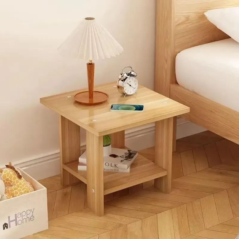 Wholesale Simple Solid Wood Double Layer Modern Moroccan Style Bedside Table for Bedroom and Living Room Side Table