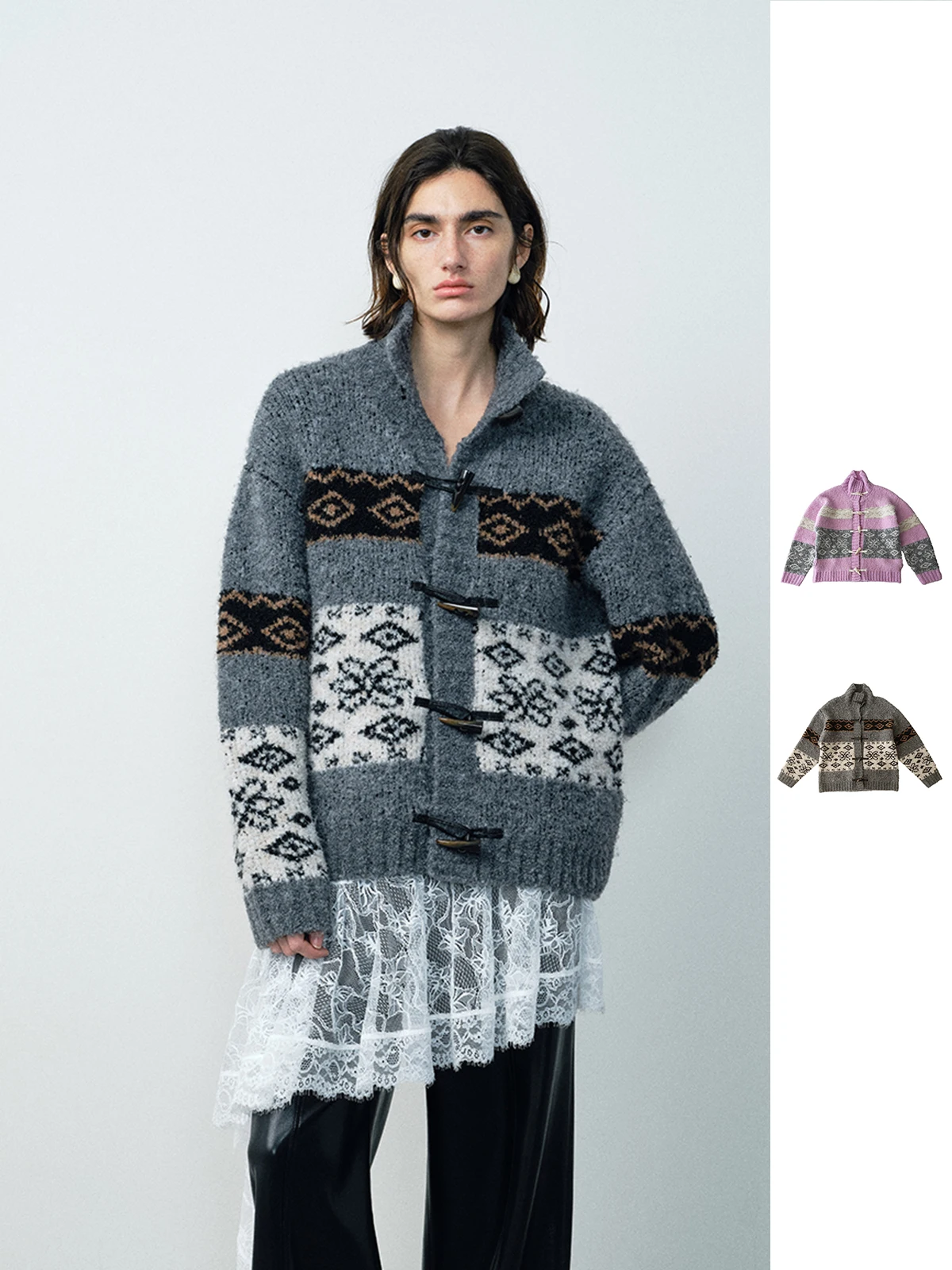 

Кардиган MANZANILLA: Новинка зимы, свободный крой, с цветочным узором, повседневный, для женщин