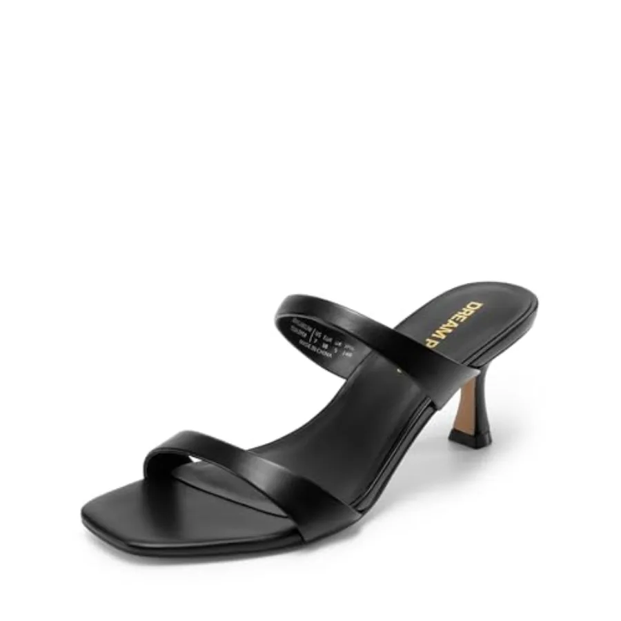 

DREAM PAIRS Women's Low Kitten Heels Square Toe Two Strap Slip on 2. Inch Heeled Sandals 202 Dress Casual Summer Mules for Part