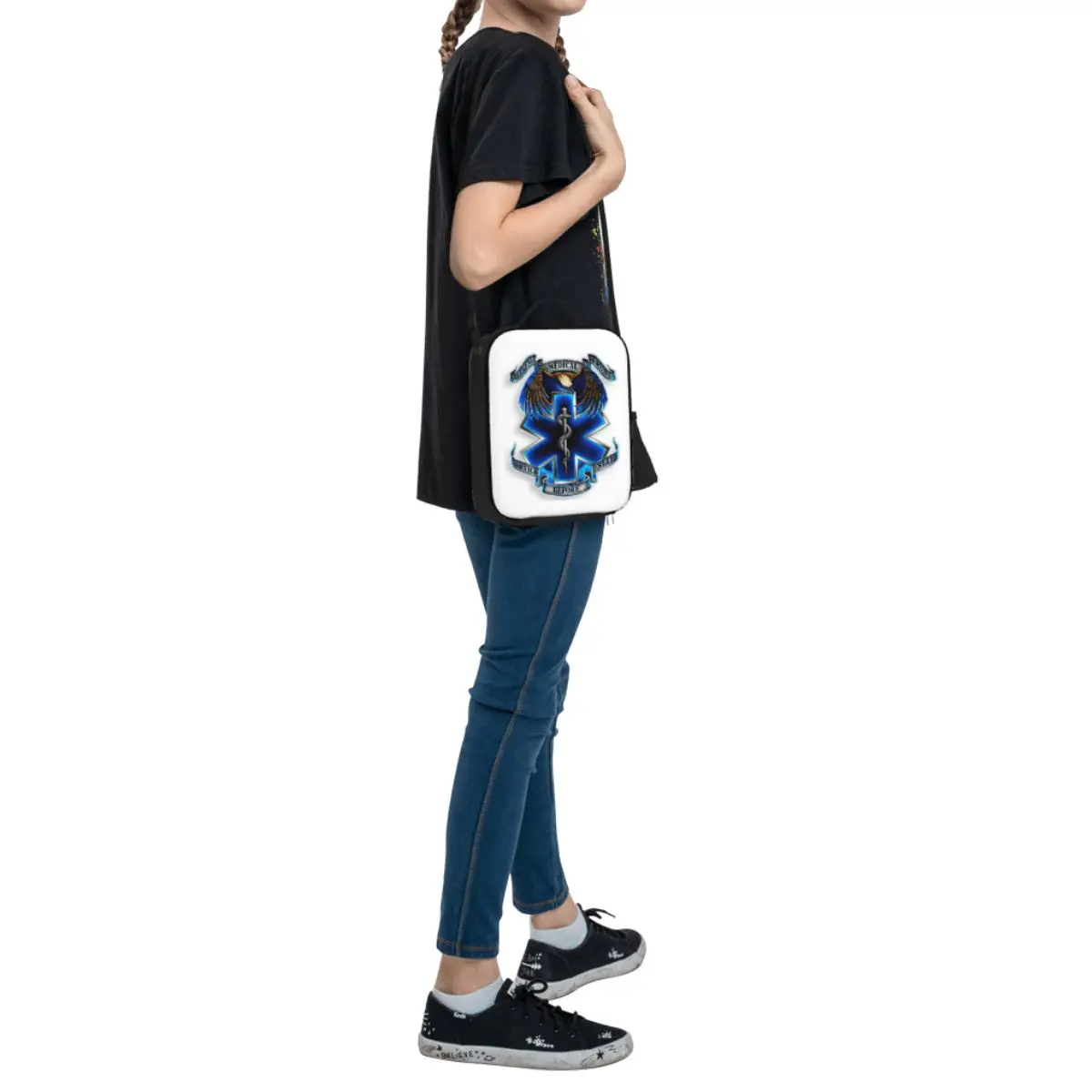 مخصص Emt نجمة الحياة شعار الحرارية معزول أكياس الغداء النساء المسعف الرعاية الصحية قابلة لإعادة الاستخدام حاوية الغداء بينتو عبوة طعام #6