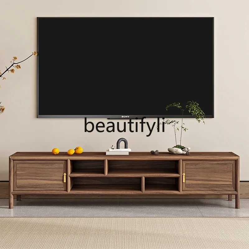 

North American black walnut TV cabinet New Chinese all-solid wood modern simple household living room small apartment H