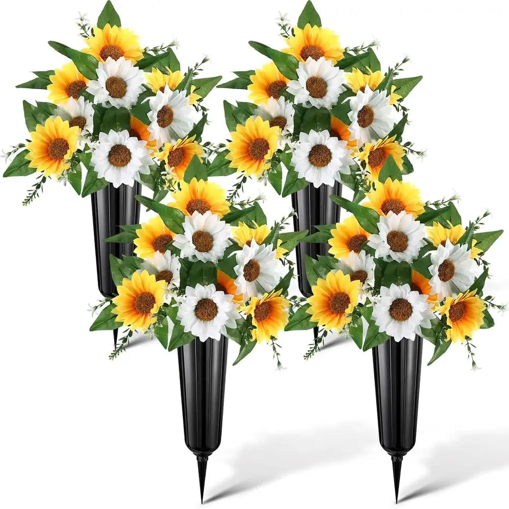 

Набор из 8 искусственных цветочных композиций для кладбища с вазой и подставкой для украшения мемориалов и кладбищ