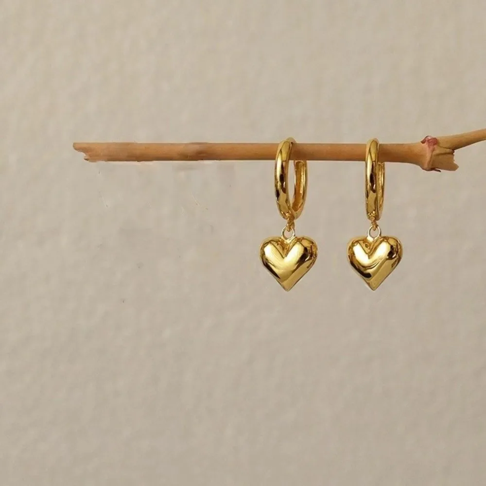 Simple Alloy Heart-Shaped Earrings Fashion Minimalist Ear Cuff Personality Dangle Drop Earrings Gift